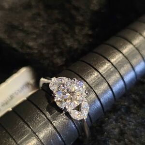 1.84CTW VVSD Moissanite Solitaire Ring set in 925 sterling silver. Size 8